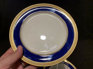 Lenox Lowell Cobalt Blue P67B Salad Plates Gold Encrusted Antique Set of 12 4