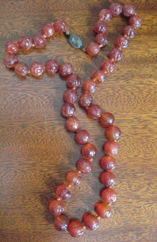 Gorgeous Vintage Antique Chinese Carved Asian Face Carnelian Necklace