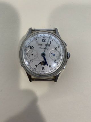 Vintage Breitling Triple Date Moonphase Chronograph Watch