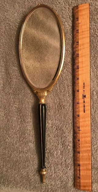 Antique,  15” Brass Hand Held Vanity Mirror.  Very Old 2