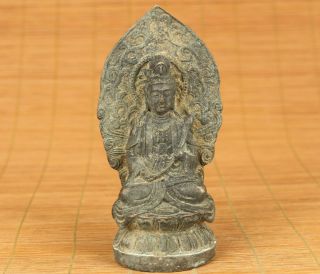Unique Chinese Old Bronze Hand Carved Kwan - Yin Buddha Statue Table Decoration
