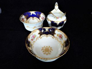 ANTIQUE COALPORT PORCELAIN ENGLAND RARE 41 PIECE 12 PLACE BLUE BATWING TEA SET 10