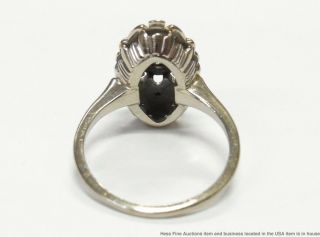 Fine Diamond 14k White Gold Ring Ladies Vintage Art Deco Navette Cluster Sz 4.  75 5