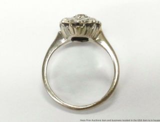 Fine Diamond 14k White Gold Ring Ladies Vintage Art Deco Navette Cluster Sz 4.  75 6