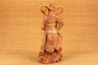 Antique old boxwood hand carved Wei tuo Buddha skanda statue figure Home deco 5