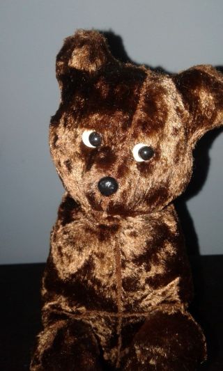 Vintage Antique Stuffed Animal Wind Up Brown Bear 9 In Arms & Head Move