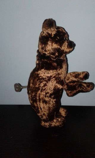 Vintage Antique Stuffed Animal Wind up Brown Bear 9 in Arms & Head move 4