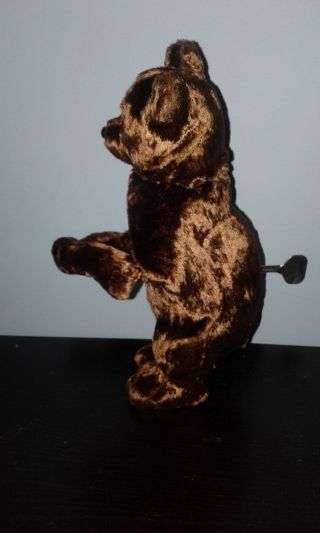 Vintage Antique Stuffed Animal Wind up Brown Bear 9 in Arms & Head move 5
