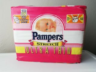 Vintage Pampers Stretch Ultra Thin 38 Diapers For Girls Midi 4 - 9 Kg,  9 - 20 Lbs
