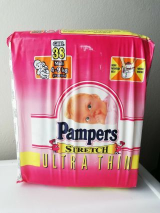 Vintage Pampers Stretch Ultra Thin 38 Diapers for Girls Midi 4 - 9 kg,  9 - 20 lbs 2