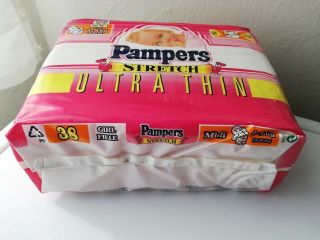 Vintage Pampers Stretch Ultra Thin 38 Diapers for Girls Midi 4 - 9 kg,  9 - 20 lbs 5