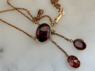 A Antique 9 Ct Gold Garnet Negligee Necklace