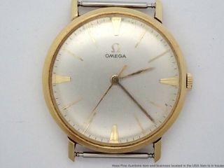 1950s Vintage Omega 694041 14k Gold Mens 600cal 17j Watch Signed Swiss