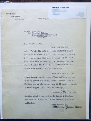 Rare Alexander Graham Bell Signed 1920 Letter To The Smithsonian Psa/jsa