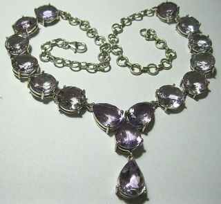 Vintage Jewellery Sterling Silver Amethyst Gem Stone 17.  75 