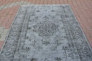 5x9 ft Turkish Vintage Oushak Gray Color Carpet Anatolian Handmade Antique Rug 3