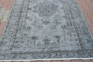 5x9 ft Turkish Vintage Oushak Gray Color Carpet Anatolian Handmade Antique Rug 4