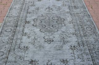 5x9 ft Turkish Vintage Oushak Gray Color Carpet Anatolian Handmade Antique Rug 5