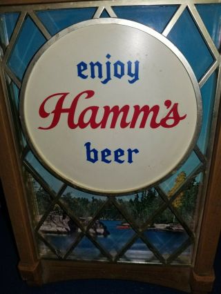(VTG) 1968 hamms beer calendar sign red canoe & water back bar sign rare 2