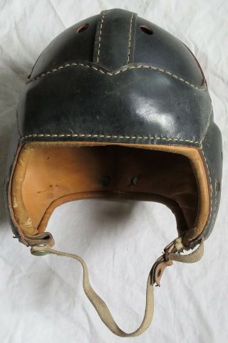 Early Black Leather Wing Back Goldsmith 64 Football Helmet Old Vtg Antique