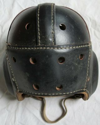 Early Black Leather Wing Back Goldsmith 64 Football Helmet Old Vtg Antique 4