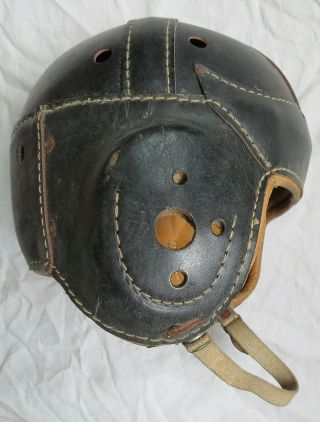 Early Black Leather Wing Back Goldsmith 64 Football Helmet Old Vtg Antique 5