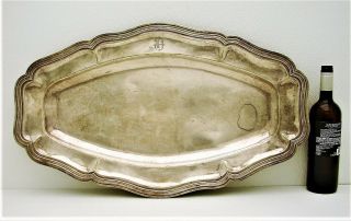 X - Tra Large Early French Silver Tray With Hallmarks Millet C1860 Wth P Monogram