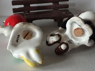Vintage Boy and Girl Cats Salt and Pepper Shakers Japan Kissing on Bench 7