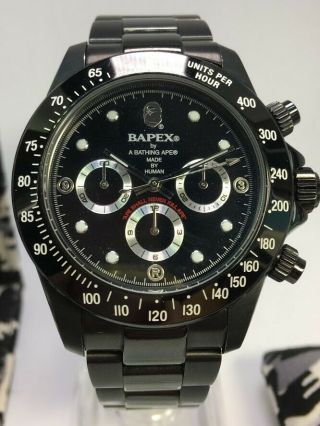 Bapex By A Bathing Ape Black Daytona Type Automatic Mechanical Wristwatch 猿時計