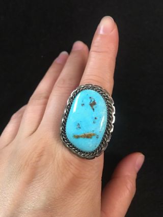Vintage Large Navajo Sterling Turquoise Ring