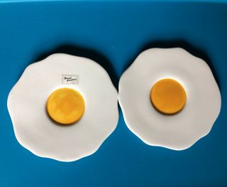Vintage Folk Art 1988 Dept 56 Mcnutt’s Egg Yolk Saucers Set Of 2 Hand Painted.
