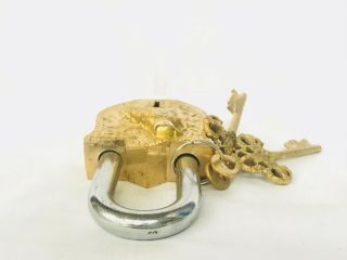 Vintage Old Antique Style Brass Handcrafted Fine Bird Shape Pad Lock With Key 5