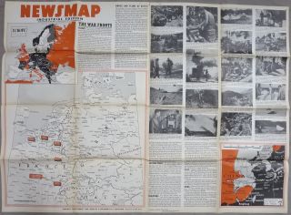 Large Ww2 Vintage Newsmap Poster September18,  1944 Us G.  I Issue Map News