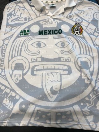 1998 Mexico World Cup Soccer Jersey Aba Sport White Long Sleeve Vintage