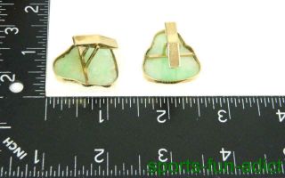 LARGE 14K Yellow Gold Carved Jade Hotei Buddha Men ' s Cufflinks Vintage 8