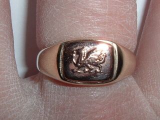 Vintage Clogau Rose Yellow Gold 9ct Dragon Signet Ring Sizing