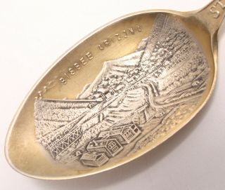 Antique Sterling Silver Souvenir Spoon Bisbee Az Gilded & Embossed