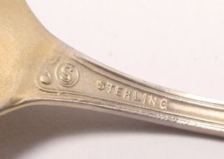 Antique Sterling Silver Souvenir Spoon BISBEE AZ Gilded & Embossed 8