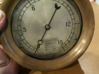 Antique Vintage Steam Pressure Gauge,  Crosby Mfg.  1906 Brass 7 - 1/4 