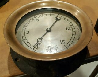 Antique Vintage Steam Pressure Gauge,  Crosby Mfg.  1906 Brass 7 - 1/4 