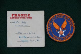Wwii Us Aaf Army Air Force Patch Mirror Rapid City Base With Envelope