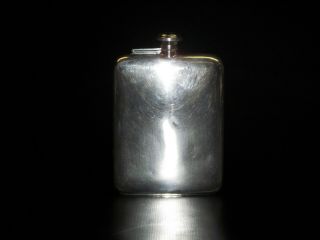 Art Deco Sterling Silver Large Pocket Flask With A Hinged Top.  270.  3 Grams.
