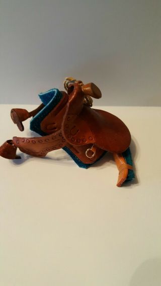 Vintage Miniature Doll Toy Horse Saddle Leather & Suede detailed 3 