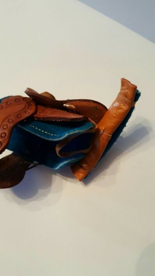 Vintage Miniature Doll Toy Horse Saddle Leather & Suede detailed 3 