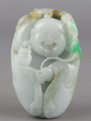 Chinese Exquisite Hand - Carved Buddha Beast Carving Jadeite Jade Pendant