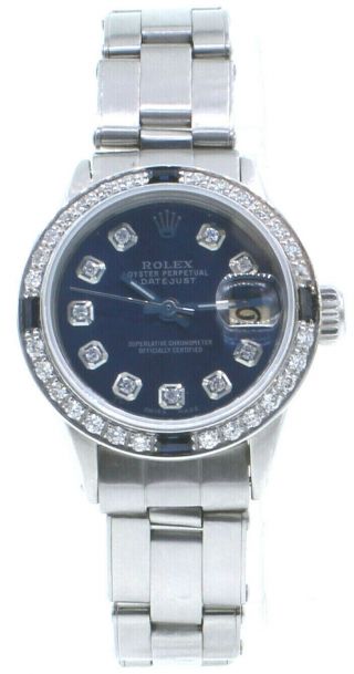 Ladies Rolex Oyster Perpetual Datejust Diamond Dial And Bezel Blue Dial Watch
