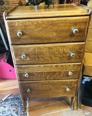Antique Oak Edison Columbia Cylander Record Cabinet - 4 Drawer