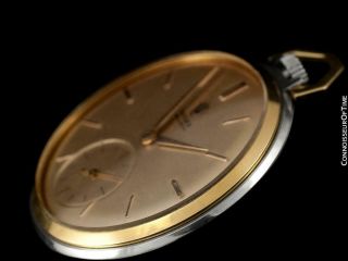 1960 ROLEX PRECISION Vintage Mens SS Steel & 18K Gold Pocket Watch - Minty 4