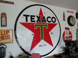 Texaco Sign,  Rare 1957,  Large 6 ' Round with Character 2