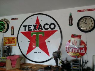 Texaco Sign,  Rare 1957,  Large 6 ' Round with Character 3